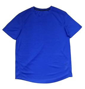 T-shirt à manches courtes pour homme, col rond, en polyester tricoté, couleur unie, épaules tombantes, personnalisable, ruban d'étiquette de couleur sur le col, anti-froissement - Product Image 5