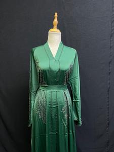 Abaya Vintage Estilo Dubái Más Vendida para Mujer, Tradicional Islámica, Manga Larga, Dobladillo Acampanado, Largo MAXI, Poliéster Ligero - Product Image 2