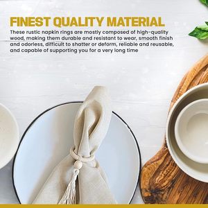 Handmade Classic White Wood Beads Napkin <b>Ring</b> with Tassel Eco-Friendly for Table Decor Parties - Product Image 4