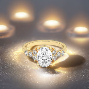 Bague de fiançailles en diamant de laboratoire CVD HPHT de 1,00 carat, taille ovale brillante, tendance, argent de haute qualité, sertie pavé, pour mariage et fête - Product Image 3