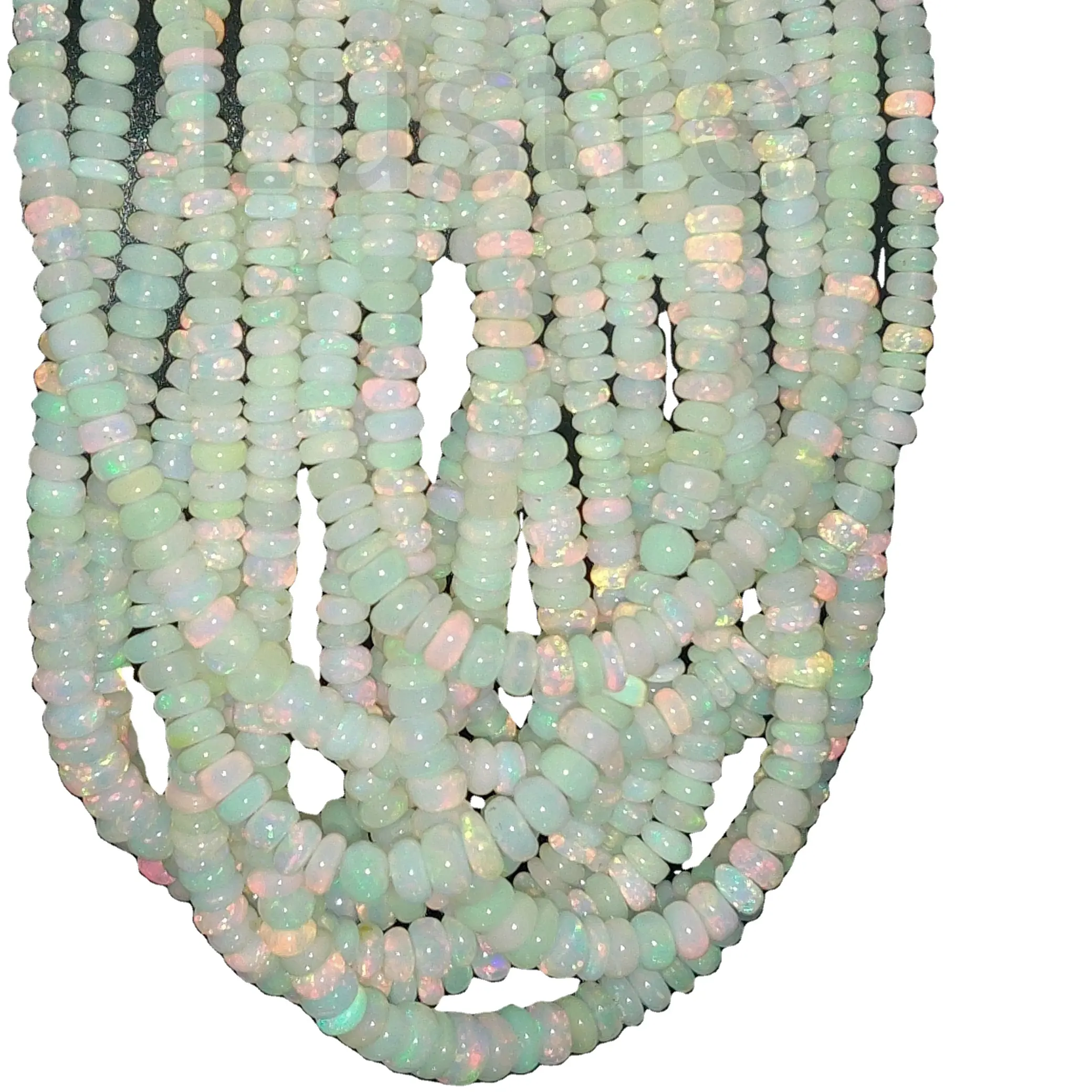 Doğal beyaz pürüzsüz etiyopya Opal boncuk 3 - 5 mm AAA + Rondelle boncuk Welo yangın Opal düz boncuk tellerinin takı yapımı için