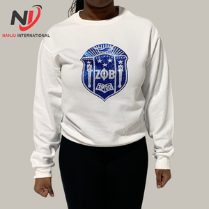 เสื้อฮู้ดลำลองแบบสั่งทำยอดนิยม กางเกงวอร์ม OEM สไตล์เสื้อสเวตเชิ้ต Zeta Phi Beta ปักโลโก้แบบสปอร์ต คอกลม 100% - Product Image 3