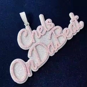 Pendentif haute à la demande en argent 925 avec pendentifs Hip Hop en plaqué or rose de prix de gros - Product Image 4