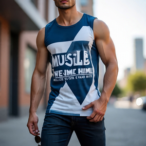 Stylish Fitness Sleeveless Tank Tops <b>Men's</b> Gym Fitness Bodybuilding O-Neck Quick Dry Lightweight <b>Singlet</b> Top - Product Image 2