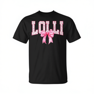 T-Shirt Lolli con Fiocco Coquette e Stampa Floreale Rosa Acquerello, Maglietta Promozionale Elegante per Donne - Product Image 2