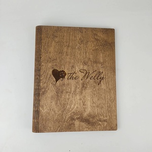 Durable A4 cubierta de menú de madera calidad cuero menú carpeta libro para Cafetería Restaurante Bar Hotel-Suministros de restaurante de calidad - Product Image 3