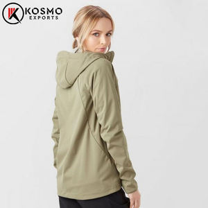 Chaqueta cortavientos Softshell personalizada para mujer nueva poliéster/algodón/nailon sólido impermeable con capucha para ocio al aire libre - Product Image 2