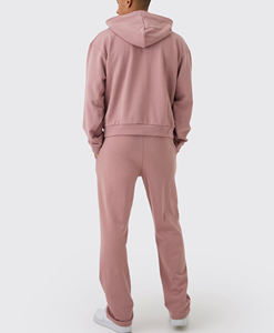 100% Cotton Vintage Solid Sportswear Tracksuit Wholesale Custom for <b>Men</b> Oversized <b>Hoodie</b> and Baggy Pants Sweatsuits - Product Image 6