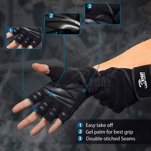 Guantes de levantamiento de pesas de cuero de 2 piezas de Venta caliente con soporte de muñeca para entrenamiento de gimnasia y Fitness deportivo - Product Image 2