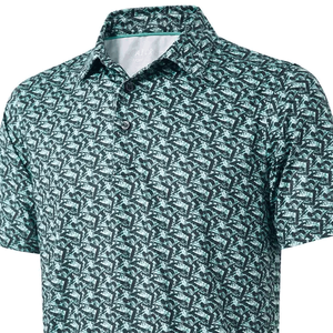 Custom Logo Allover Print Solid Knitted Golf for Shirt Fit 4 Way <b>Stretch</b> Cotton Bamboo Fiber for <b>Men</b> - Product Image 3