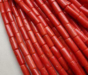 natural Italian coral beads <b>red</b> coral <b>tube</b> shape beads <b>top</b> Quality coral beads 16Inches Strands - Product Image 5