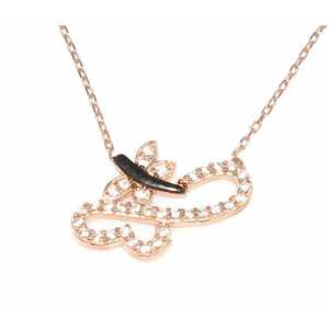 Collar de Plata de Ley 925 con Diseño de Mariposa del Amor y Piedras Rosas y Blancas para Regalo - Product Image 3