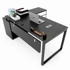 Escritorio Ejecutivo HBRT022 180x160cm, Diseño Minimalista Contemporáneo de Lujo, Sistema Rectangular Doble, Patas de Acero, Requiere Ensamblaje - Product Image 1