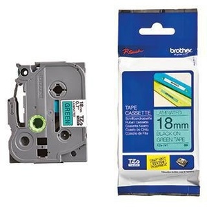Cinta Adhesiva para Oficina Brother P-touch TZe-741 de 18 mm x 8 m (Ancho x Largo), Cassette de Etiquetas Verde y Negro de BROTHER - Product Image 1