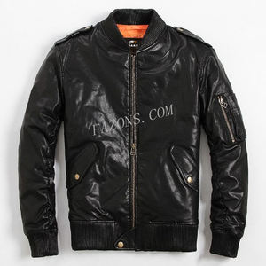 แจ็คเก็ตหนังบอมเบอร์ MA-1 สไตล์ลำลอง วินเทจ แฟชั่น หนังแท้ คลาสสิก รับผลิตตามสั่ง ขายส่ง OEM - Product Image 1