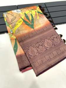 Nouveau sari en soie Banrasi douce et belle fleur royale pour femme - Product Image 3