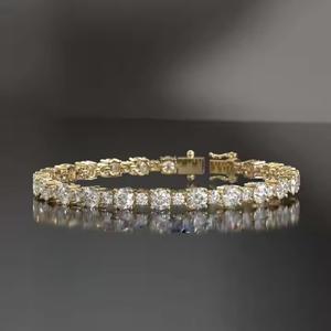 Natural Yellow Gold Round Cut Diamond Bracelet 14K Solid Gold Diamond Bracelet White Diamond Bracelet - Product Image 1