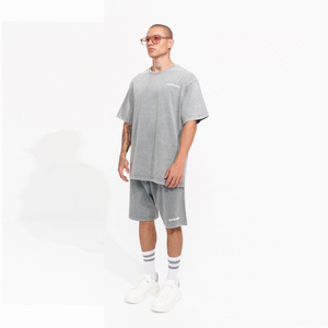 Vente en gros Nouveau t-shirt et short d'été en coton Ensembles de streetwear vintage délavés à l'acide pour hommes 2 pièces Ensembles courts décontractés Ensembles de vêtements de sport - Product Image 3