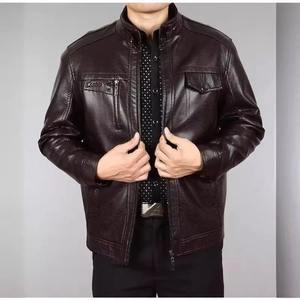 Chaqueta de Motociclista de Cuero para Hombre, Nueva Marca 2024, Estilo Delgado, Color Marrón, Cuello Mao, Impermeable, Personalizable - Product Image 2