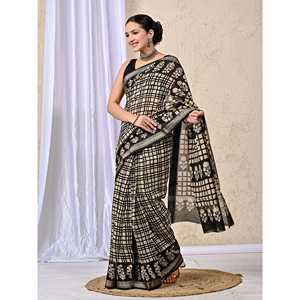 Sari imprimé Chanderi modèle Banarasi, Blouse, Lehenga-Salwar Kameez indien, en Georgette, filet et modal de qualité supérieure, style pakistanais - Product Image 6