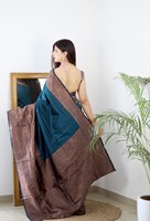 Sari de Seda Suave Banarasi de la India con Tejido Zari, Hermosas Piezas de Blusa, Prenda Tradicional para Verano e Invierno, Sin Arrugas, Protección Solar