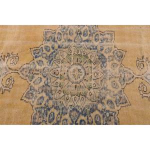 Alfombra Vintage de 3.9x9.2 pies, Alfombra Turca con Diseño de Parches Amarillos - Product Image 5