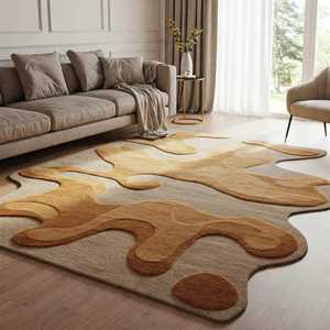 Hecho a mano lana seda irregular forma mano copetudo moderno patrón abstracto para sala de estar hogar - Product Image 1