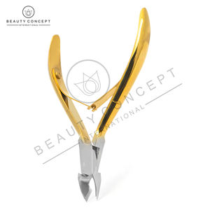 Pince à cuticules professionnelle de luxe durable en acier inoxydable plaqué or, manche français, double ressort, coupe-cuticules 6 mm - Product Image 6