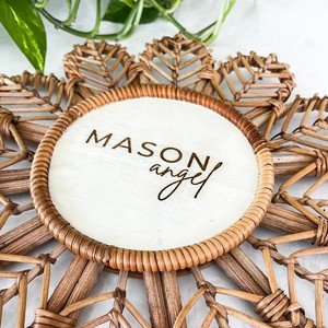 Wicker <b>Wooden</b> Wall <b>Signs</b> Babay Wall-mounted <b>Name</b> Board Best Selling New Born Gift Made in Vietnam - Product Image 4