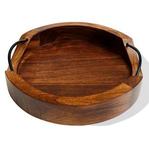 Vendedor caliente Ecológico redondo de madera de acacia Bandeja de servicio al por mayor para el hogar Hotel y restaurante Uso - Product Image 6