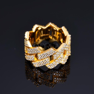 สายรัดสไตล์คิวบาของผู้ชายและผู้หญิงดีไซน์ฮิปฮอปประกายเพชรโมอิส925เงินสเตอริงประดับเพชรอัญมณีสำหรับทุกเพศ - Product Image 3