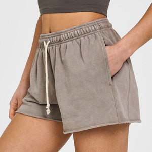 Pantalones cortos de talla grande lavados personalizados para mujer, pantalones cortos de cintura alta para mujer, transpirables y que absorben el sudor, pantalones cortos de gimnasio para correr - Product Image 4
