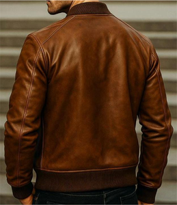 Blouson en cuir unisexe tendance et personnalisé pour l'hiver, avec col montant et logo frontal, chauffant - Product Image 6