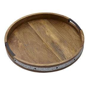 Plateau de service en bois fabriqué à la main avec poignée en métal décoration de table de fête de mariage plateau de service de restauration équipement de restauration - Product Image 6