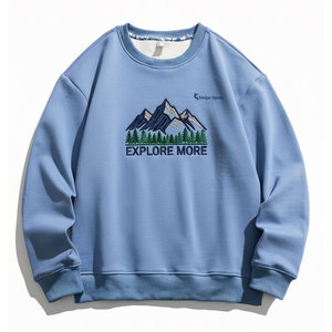 Sudadera clásica para hombre de algodón mezclado con cuello redondo y puños acanalados, ideal para viajes y uso diario. - Product Image 1