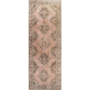 Alfombras de Lana Anudadas a Mano en Rosa y Morado Vintage, Modelo Pae-126, Rectangulares con Motivos de Medallón para Pasillos, Salas de Estar Juveniles, Alfombras Jaipur US - Product Image 1