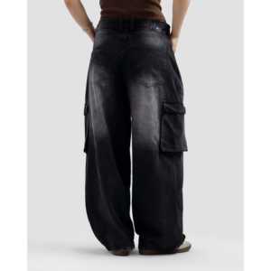 กางเกงยีนส์คาร์โก้สไตล์ฮิปฮอป แต่งลายปักแบบปะติดปะต่อ ผ้าเดนิมสโตนวอช ทรงตรงสำหรับฤดูหนาว - Product Image 4