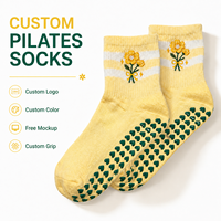 Chaussettes de yoga et de gym en coton légères et respirantes avec logo brodé personnalisé, antidérapantes, pour le Pilates