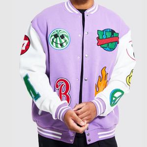 Blouson aviateur universitaire à broderie de roses en laine 100% personnalisé OEM pour hommes et femmes polaire d'hiver de style rue avec tissu en toile - Product Image 1