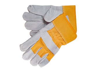 Gants de travail en cuir fendu de vache naturelle jaune de haute qualité Travail du fabricant - Product Image 3