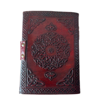 Journal en cuir véritable fait main avec motif lune vintage et pentagramme en relief, carnet de voyage classique à couverture rigide, cadeau pour homme, lecture