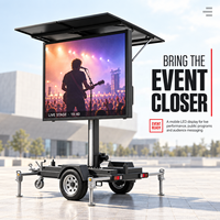 Remorque d'affichage LED solaire mobile avec élévateur hydraulique, rotation à 360 degrés, alimentation hors réseau pour événements publicitaires