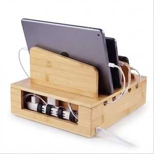 Organisateur de bureau en bambou à trois niveaux, support de rangement autoportant, organisateur de bureau minimaliste rectangulaire pour téléphone et tablette, pour un rangement soigné - Product Image 3