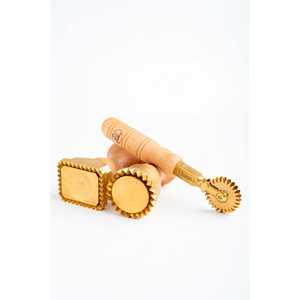 La Gondola Professional Bundle: Tampon Rectangle, Tampon Rond Cannelé et Coupe Cannelé en Laiton et Bois Naturel-DALIA - Product Image 6