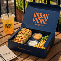 Boîtes à lunch personnalisées avec logo AT PACK |   Boîtes d'emballage alimentaire jetables pour wraps, sandwichs et restaurants