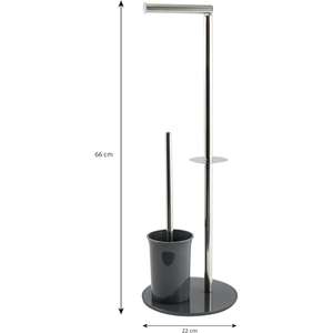 MSV Bergamo - <b>Toilet</b> <b>Brush</b> <b>Holder</b>, Glass, Stainless Steel, Plastic, Grey - Product Image 2