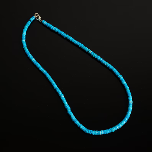 Turquoise Gemstone Lisse Pneu Perlé Collier Collier En Argent Sterling Turquoise Collier Bijoux Faits À La Main De L'Inde - Product Image 3