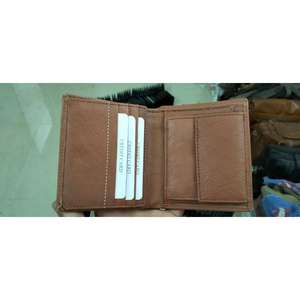 Brown <b>Colour</b> Real Cow Buffalo Hide Leather Fashion Open Closure Customised Mens Wallet Premium Quality Pocket Made in India - Product Image 4