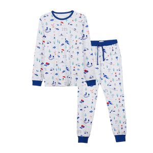 2-Piece Interlock Cotton Pajama Set <b>Women</b> XL Breathable <b>Compressed</b> 260 GSM Knitted Waffle Stretch Solid Pattern Print Long - Product Image 3