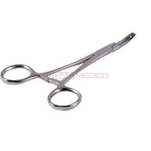 Fórceps de sujeción dérmica de acero inoxidable curvo plano de calidad superior Instrumentos de sutura de agarre de piel cosméticos clásicos para ombligo - Product Image 4